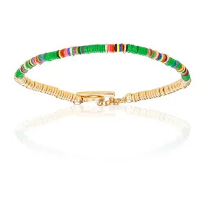 Multicolor Green African with Yellow Gold Bracelet