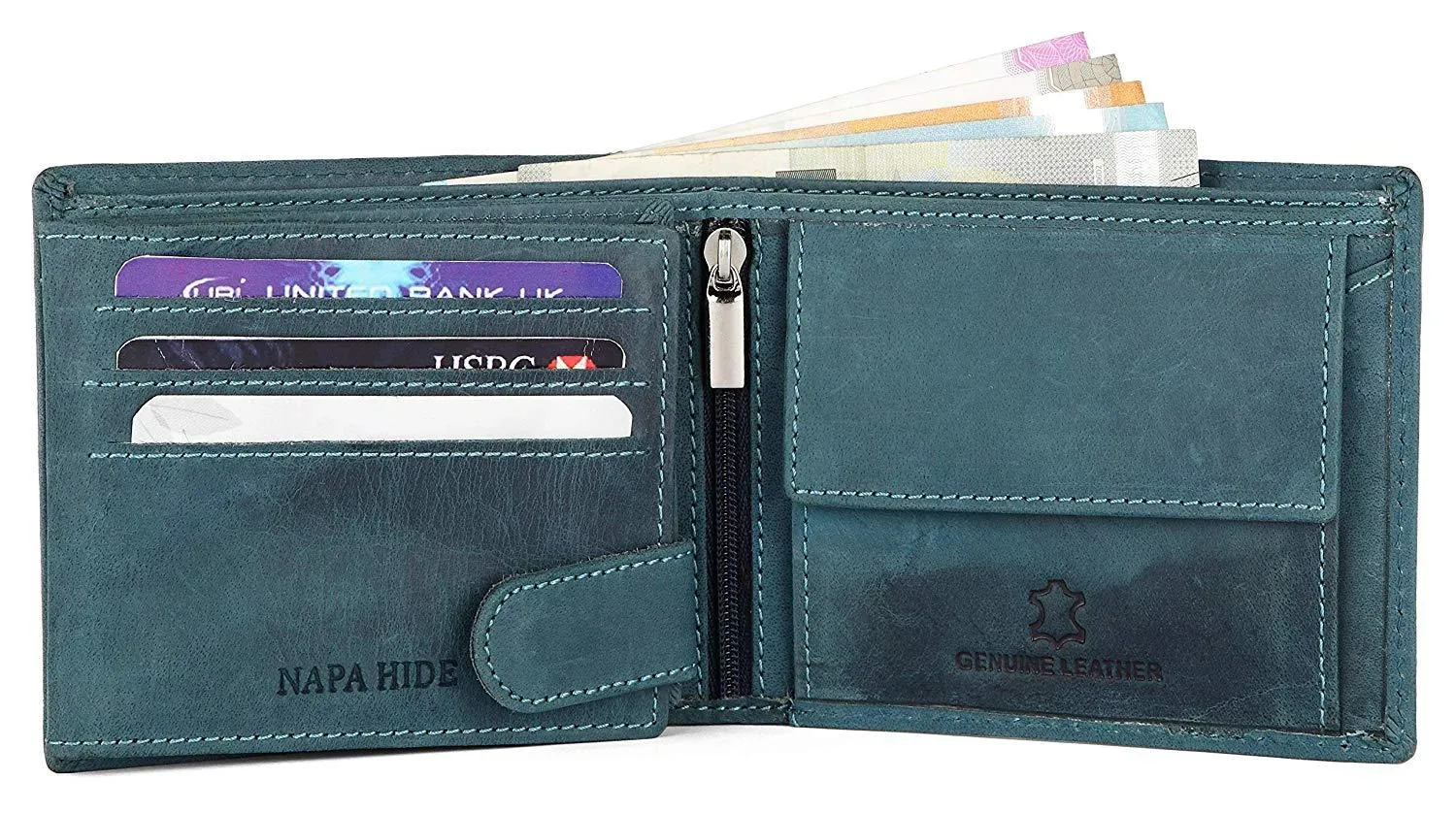 Napa Hide Blue Men's Wallet (NPH009 BLU HNTR)