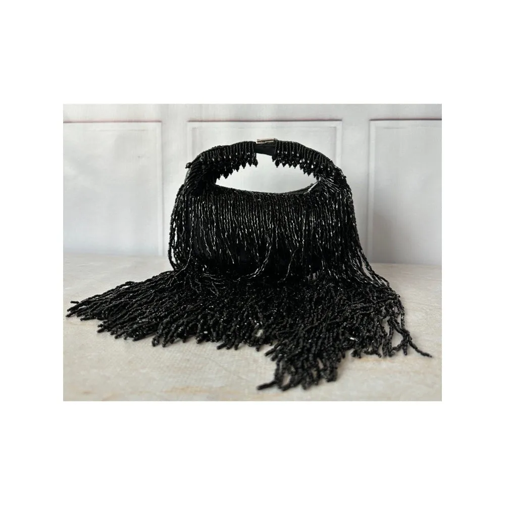 Nayaab by Sonia Black Tassel Sailor Potli for Women