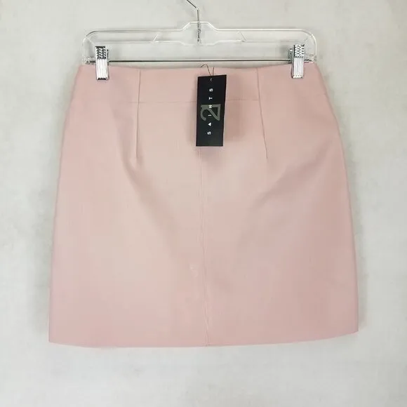 NEW 21 Saints Size M Faux Leather Mini Skirt in Pink