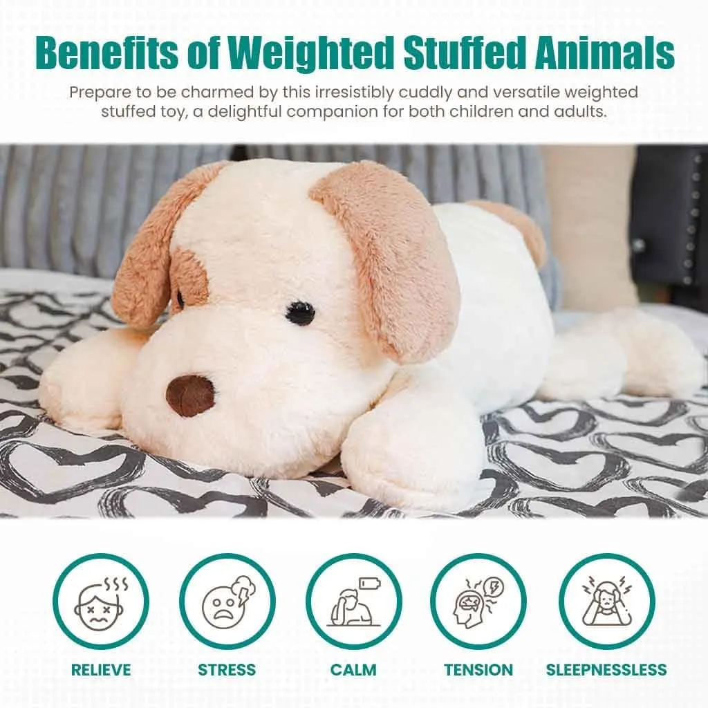 New CUDDLERY 6 lbs Weighted Plush covered in soft faux rabbit fur & plus squeeze toy, 27 Inches Large Stuffed Dog, Weighted Stuffed Animals for any age! Great for cuddles Retails $99 