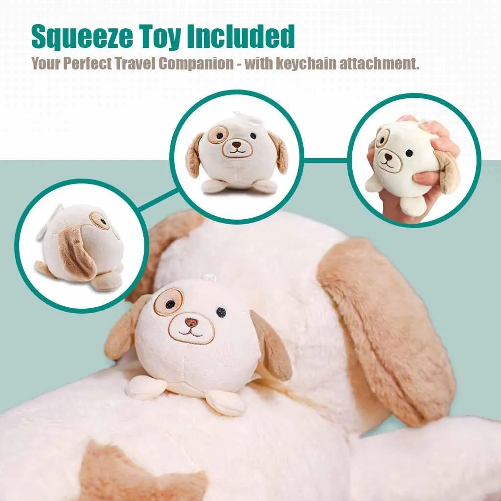 New CUDDLERY 6 lbs Weighted Plush covered in soft faux rabbit fur & plus squeeze toy, 27 Inches Large Stuffed Dog, Weighted Stuffed Animals for any age! Great for cuddles Retails $99 