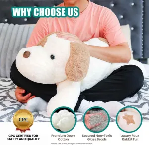 New CUDDLERY 6 lbs Weighted Plush covered in soft faux rabbit fur & plus squeeze toy, 27 Inches Large Stuffed Dog, Weighted Stuffed Animals for any age! Great for cuddles Retails $99 