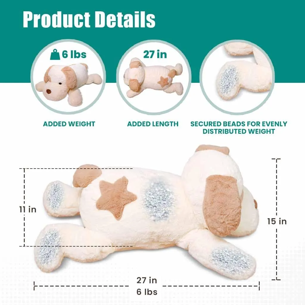 New CUDDLERY 6 lbs Weighted Plush covered in soft faux rabbit fur & plus squeeze toy, 27 Inches Large Stuffed Dog, Weighted Stuffed Animals for any age! Great for cuddles Retails $99 