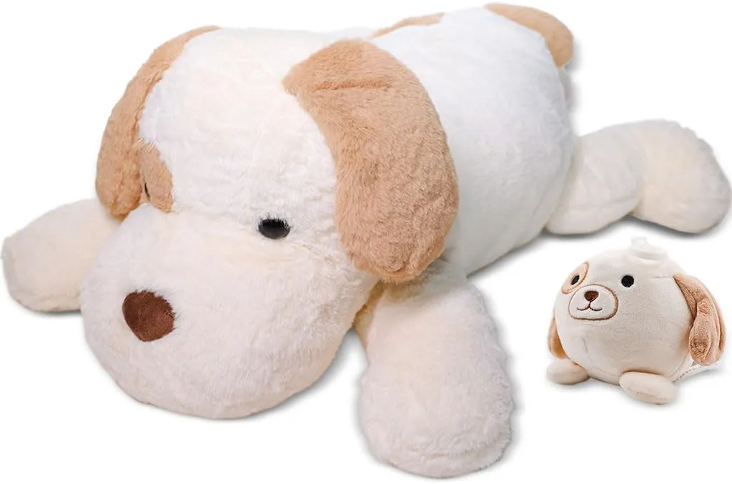 New CUDDLERY 6 lbs Weighted Plush covered in soft faux rabbit fur & plus squeeze toy, 27 Inches Large Stuffed Dog, Weighted Stuffed Animals for any age! Great for cuddles Retails $99 