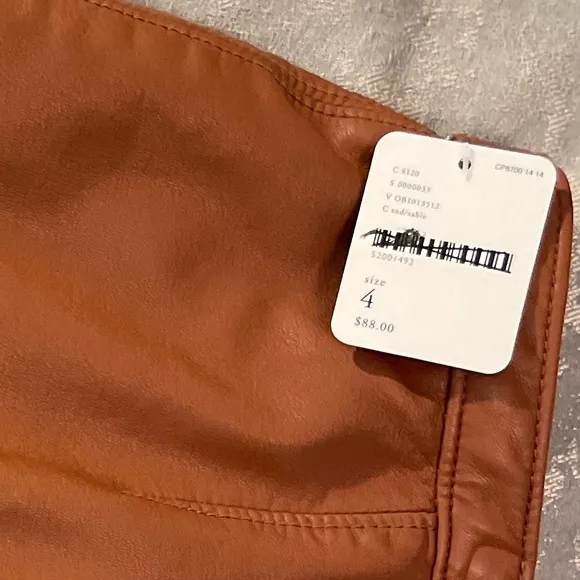 NEW Free People Faux Leather Mini Skirt Sz 4 Brown