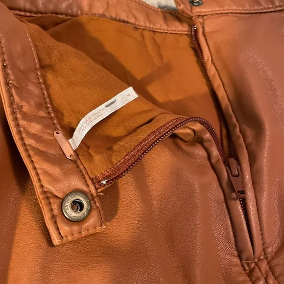 NEW Free People Faux Leather Mini Skirt Sz 4 Brown