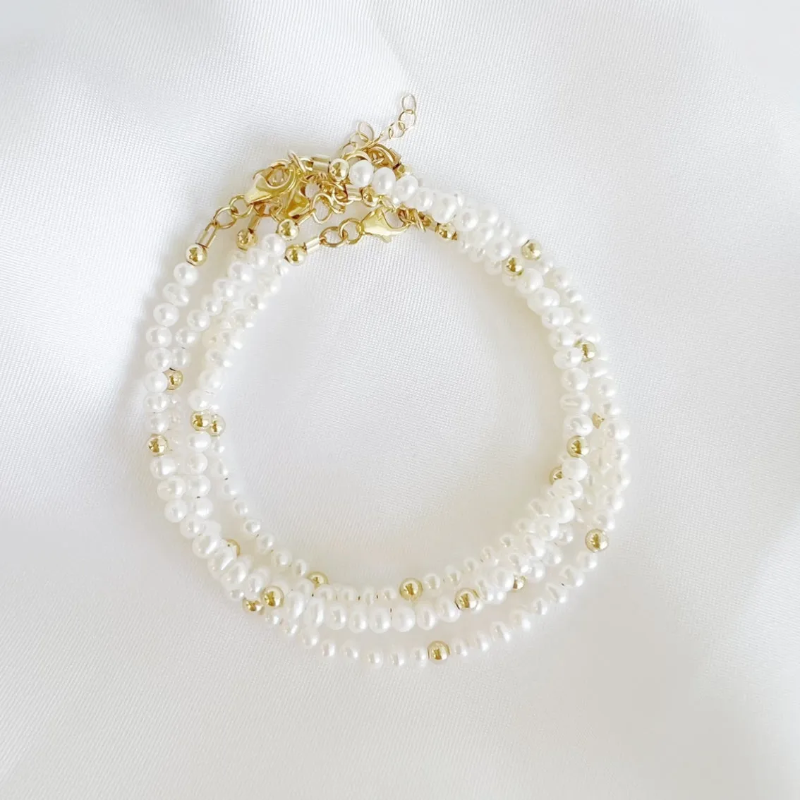 NEW! Freshwater Pearl Beaded Gold Filled Bracelet by True By Kristy