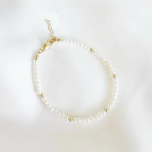NEW! Freshwater Pearl Beaded Gold Filled Bracelet by True By Kristy
