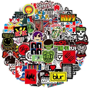 NEW Rock Music Band Stickers, 100 Pcs Vinyl Waterproof Decals Fashion Hip-Hop Decals Graffiti Stickers for Teens Adults Laptop Water Bottle Motorcycle Bicycle Skateboard Luggage Y4-YGTZ (Music)