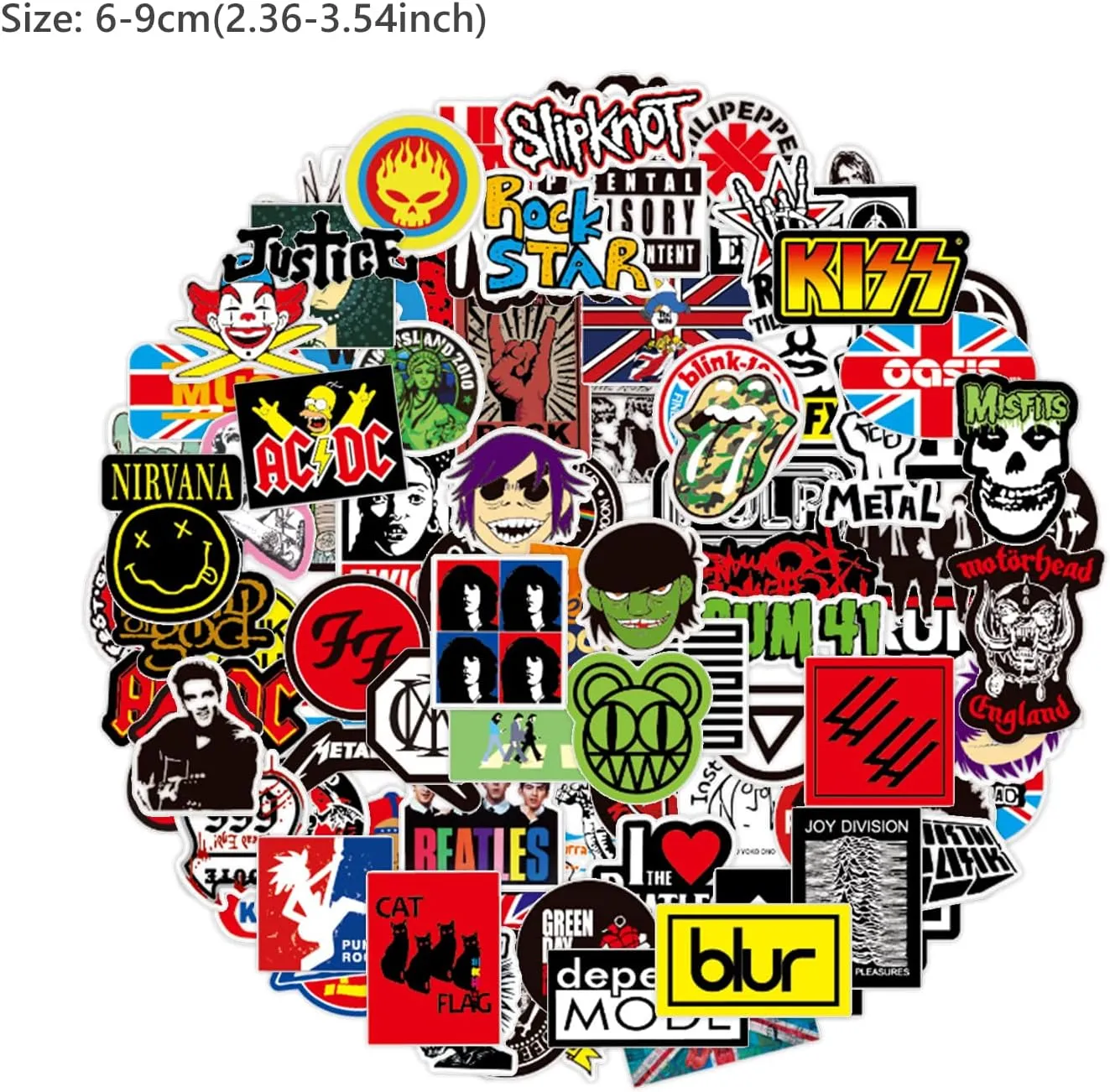 NEW Rock Music Band Stickers, 100 Pcs Vinyl Waterproof Decals Fashion Hip-Hop Decals Graffiti Stickers for Teens Adults Laptop Water Bottle Motorcycle Bicycle Skateboard Luggage Y4-YGTZ (Music)