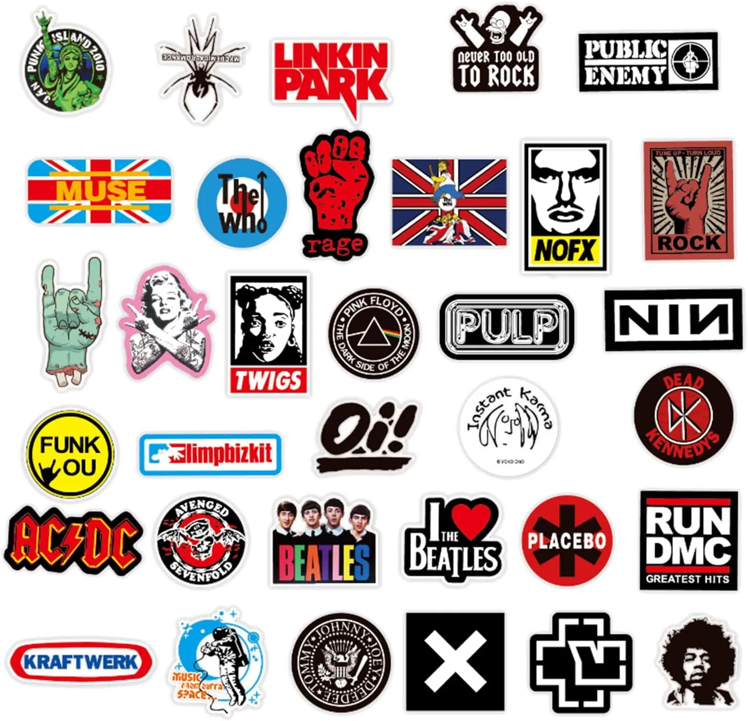 NEW Rock Music Band Stickers, 100 Pcs Vinyl Waterproof Decals Fashion Hip-Hop Decals Graffiti Stickers for Teens Adults Laptop Water Bottle Motorcycle Bicycle Skateboard Luggage Y4-YGTZ (Music)