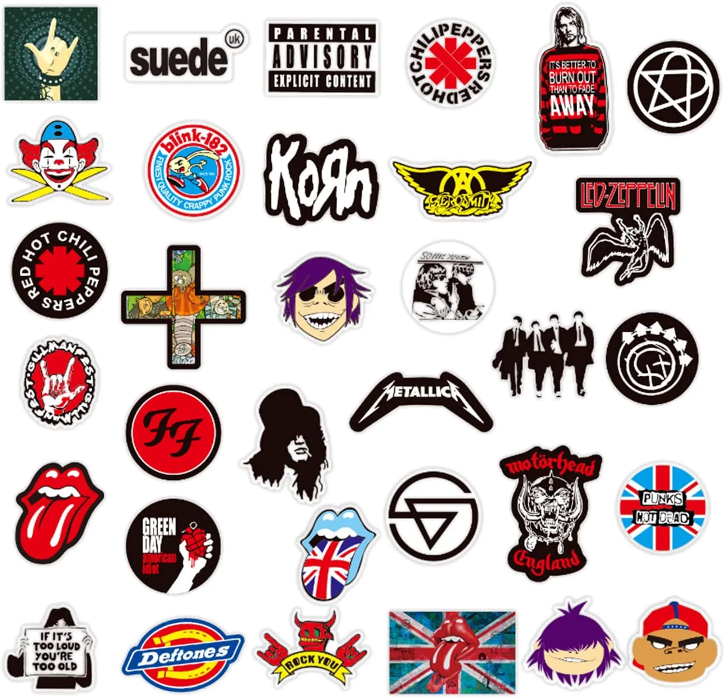 NEW Rock Music Band Stickers, 100 Pcs Vinyl Waterproof Decals Fashion Hip-Hop Decals Graffiti Stickers for Teens Adults Laptop Water Bottle Motorcycle Bicycle Skateboard Luggage Y4-YGTZ (Music)