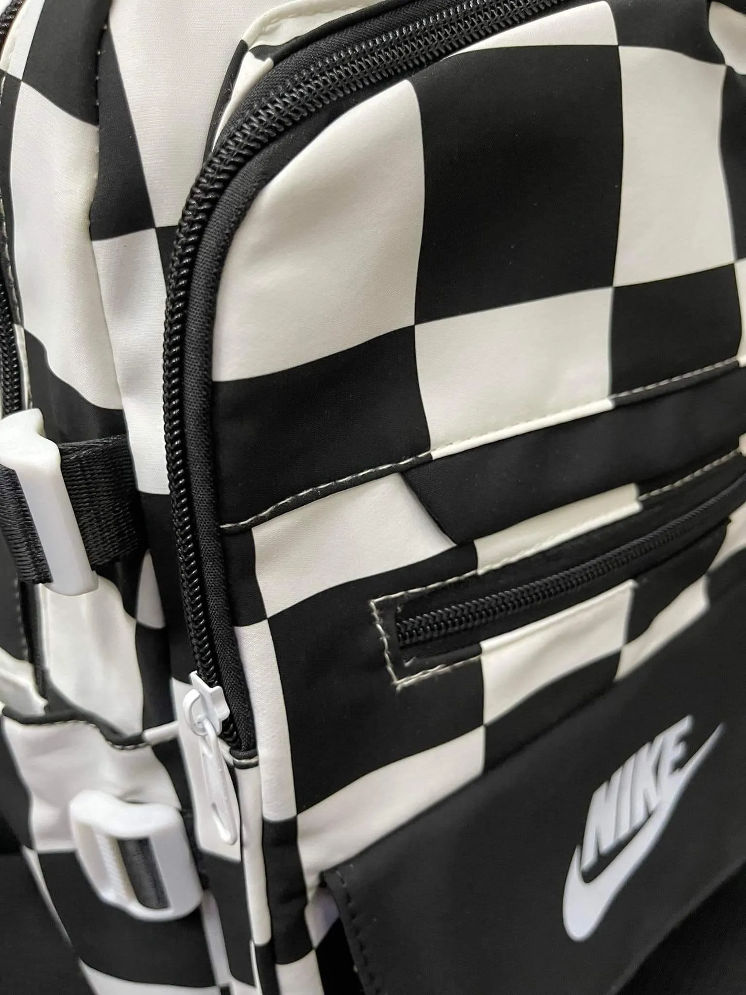 Nike Fashion Style Backpack Korean Design Checkered Black