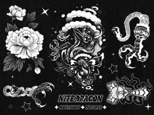nite dragon ✦ sticker club sheet