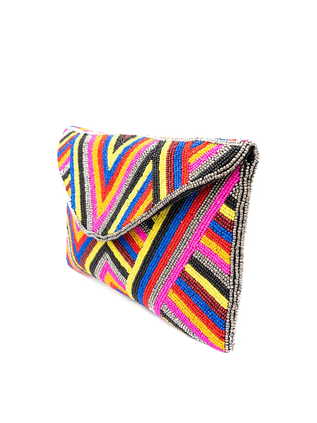 NR By Nidhi Rathi Multicoloured Beaded Embellished Envelope Clutch