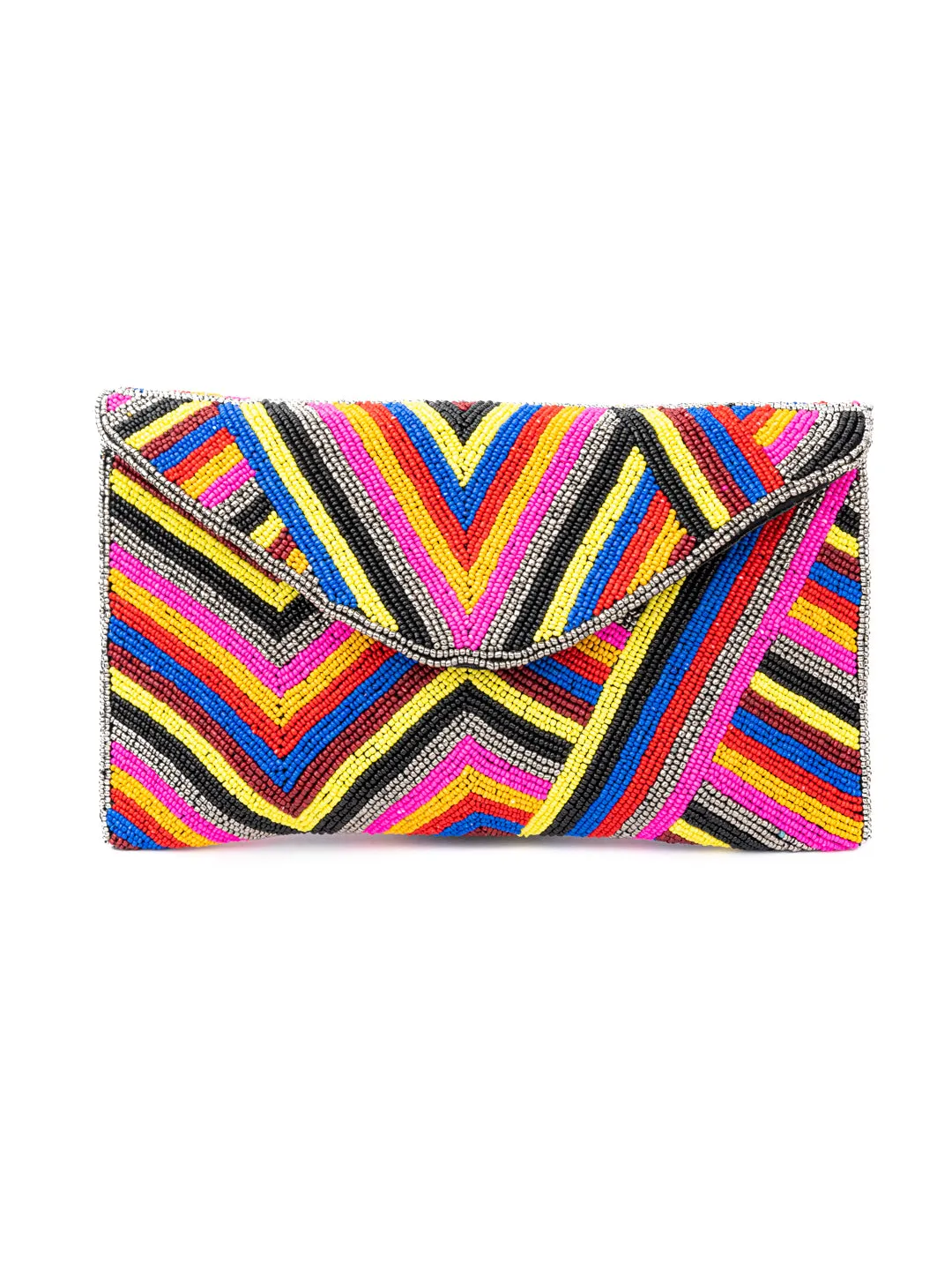 NR By Nidhi Rathi Multicoloured Beaded Embellished Envelope Clutch