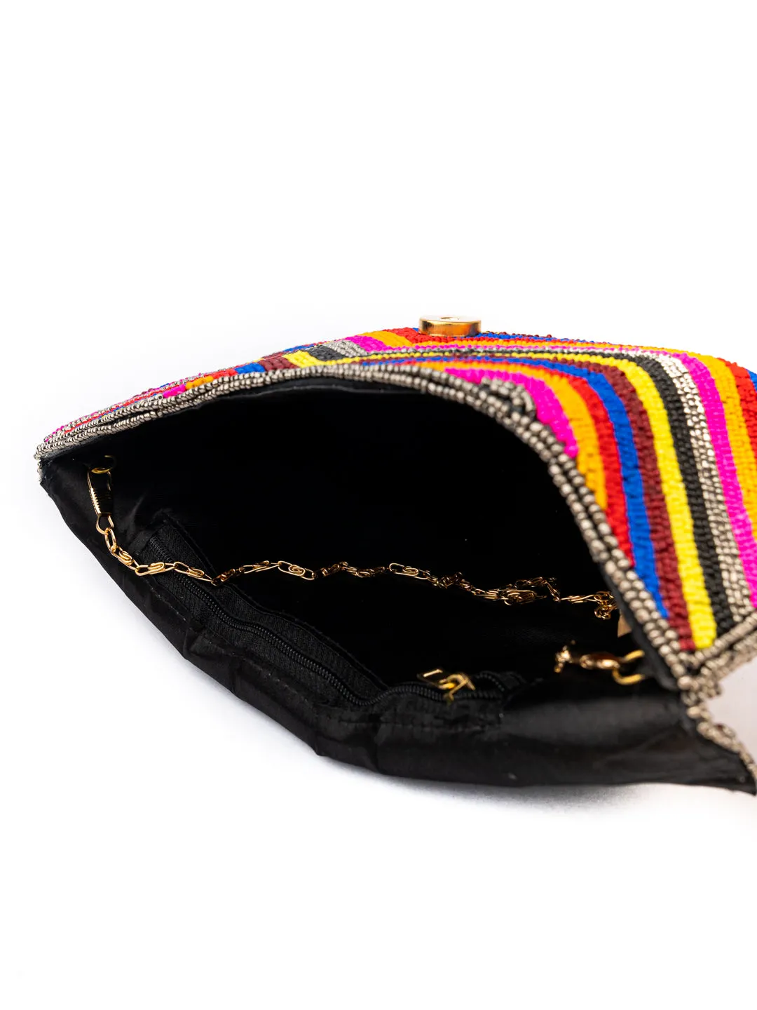 NR By Nidhi Rathi Multicoloured Beaded Embellished Envelope Clutch