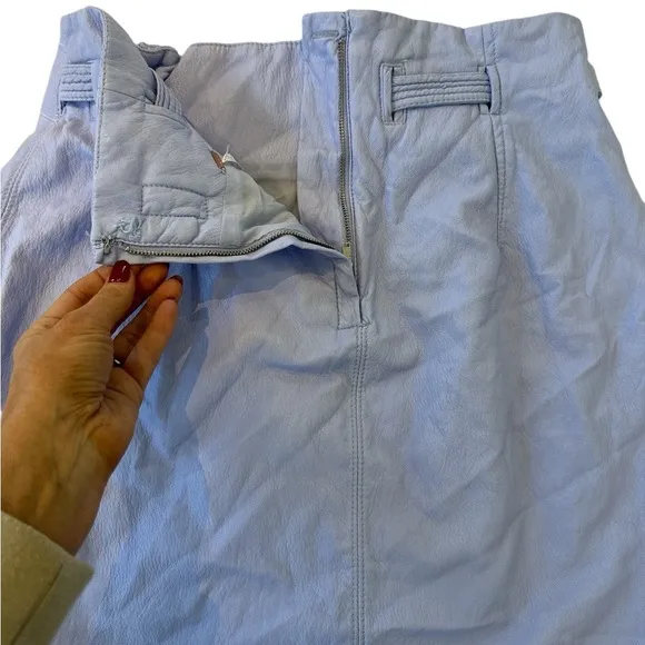 NWT Free People Payton Faux Leather Paperbag Mini Skirt in Lavender