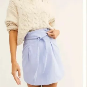 NWT Free People Payton Faux Leather Paperbag Mini Skirt in Lavender