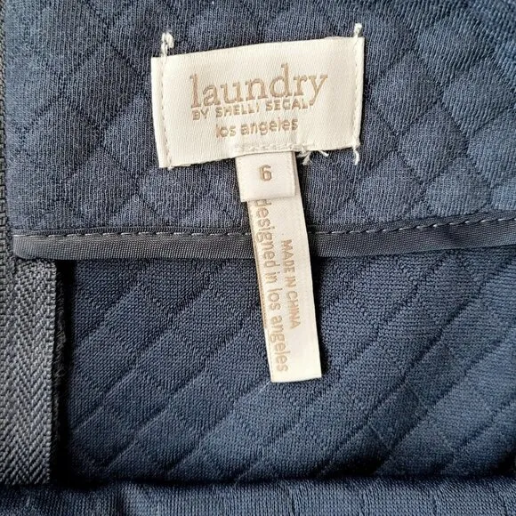 NWT Laundry by Shelli Segal Black Blue Quilted Mini Pencil Skirt