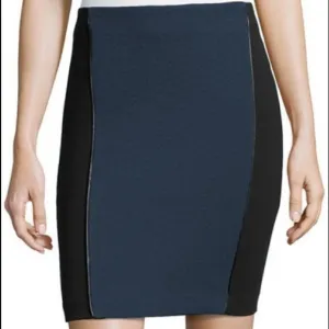 NWT Laundry by Shelli Segal Black Blue Quilted Mini Pencil Skirt