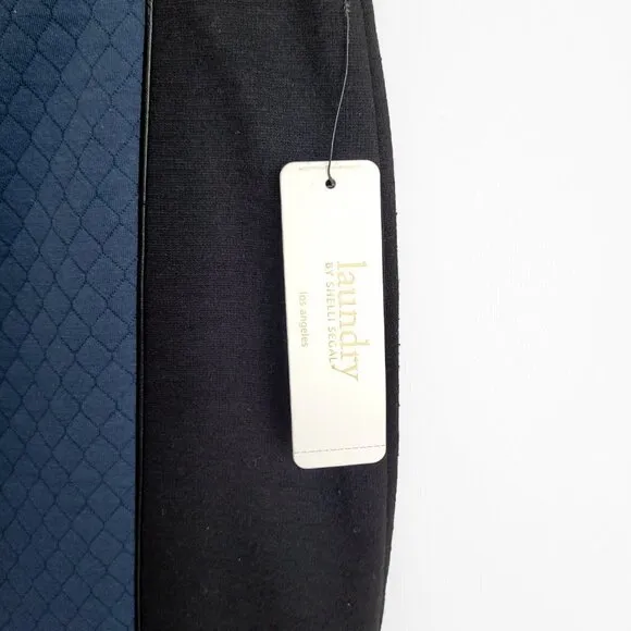 NWT Laundry by Shelli Segal Black Blue Quilted Mini Pencil Skirt