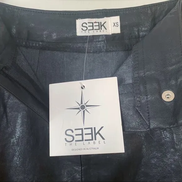 NWT Seek The Label Black Faux Leather Mini Skirt XS