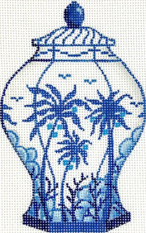 OM-328 Tall Blue & White w/ Palm Trees