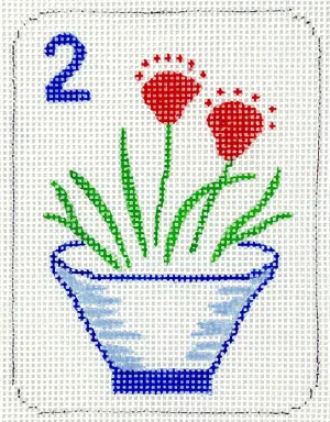 OM-375 Mini Mahjong Tile – Pot w/ Flowers