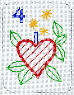 OM-376 Mini Mahjong Tile – Heart w/ Leaves