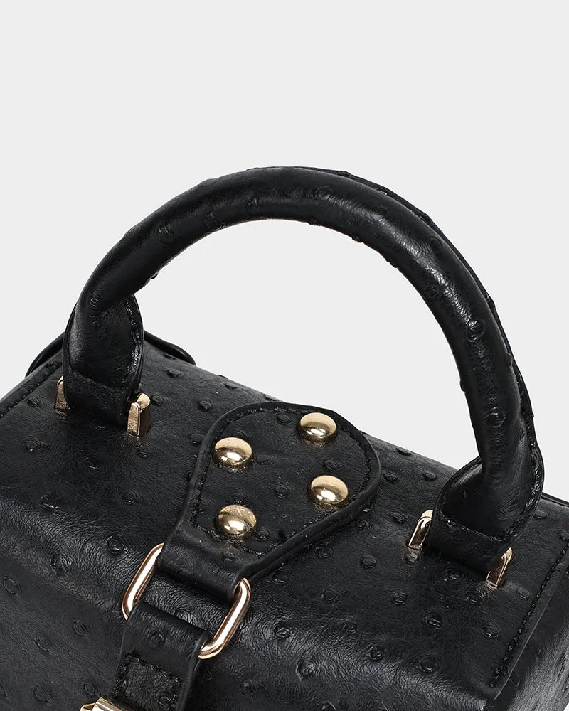 Ostrich Mini Tote Bag in Black