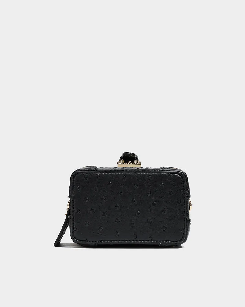 Ostrich Mini Tote Bag in Black