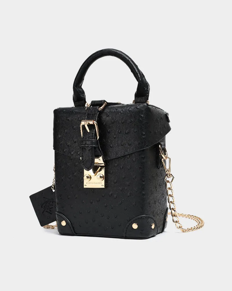 Ostrich Mini Tote Bag in Black