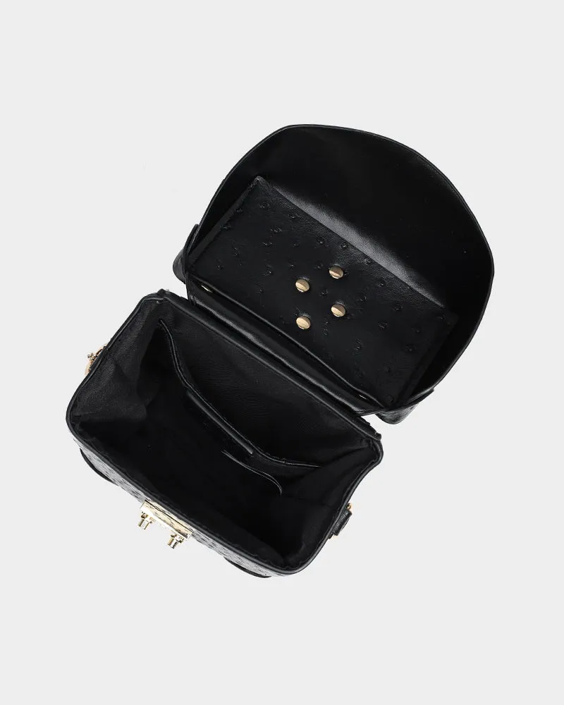 Ostrich Mini Tote Bag in Black