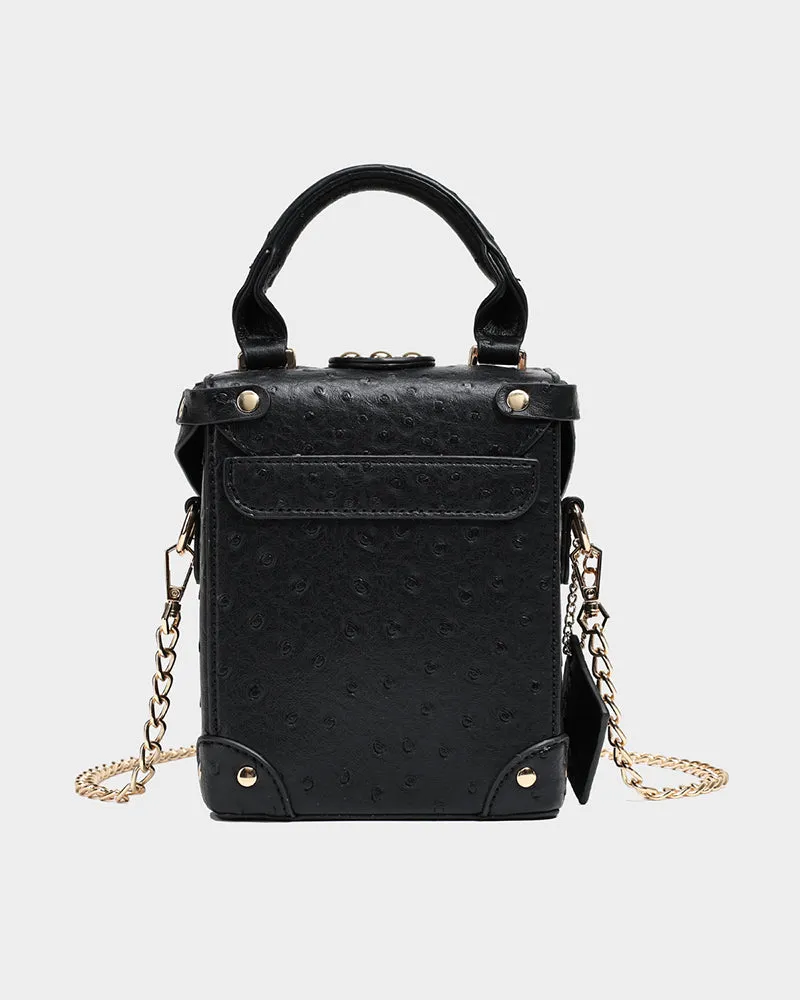 Ostrich Mini Tote Bag in Black