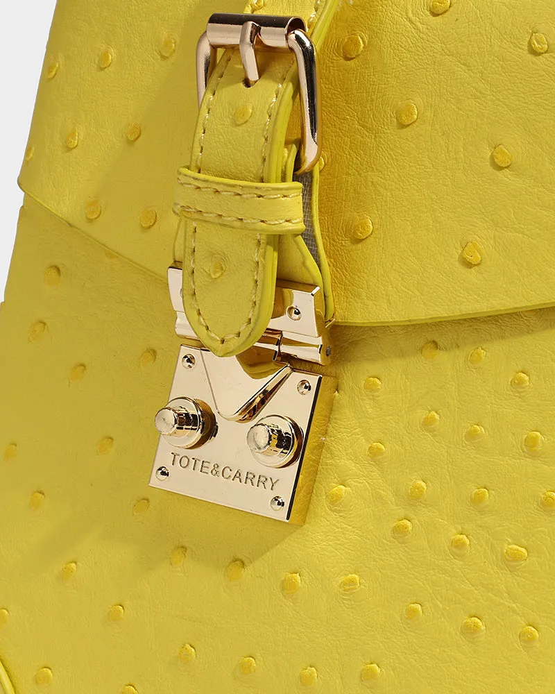 Ostrich Mini Tote Bag in Yellow