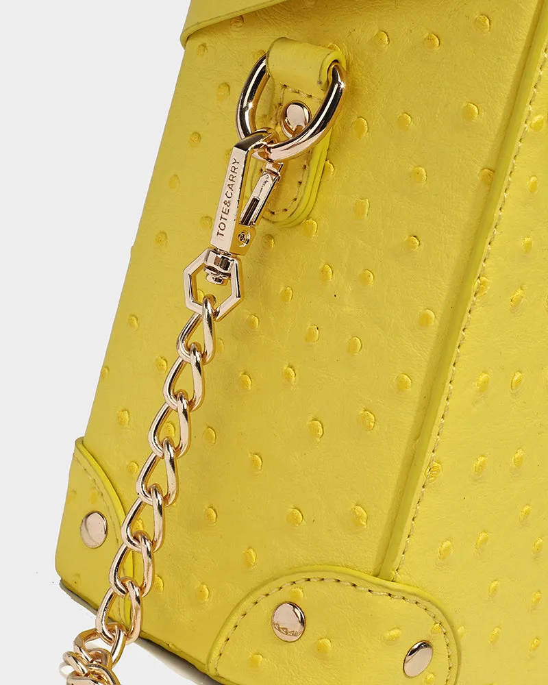 Ostrich Mini Tote Bag in Yellow