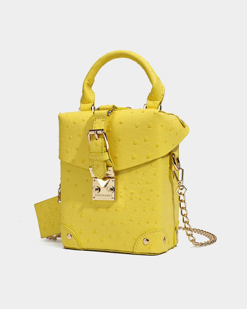Ostrich Mini Tote Bag in Yellow