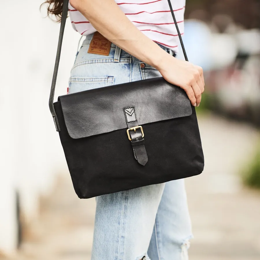 Personalised Leather and Canvas Messenger Bag
