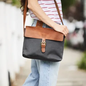Personalised Leather and Canvas Messenger Bag