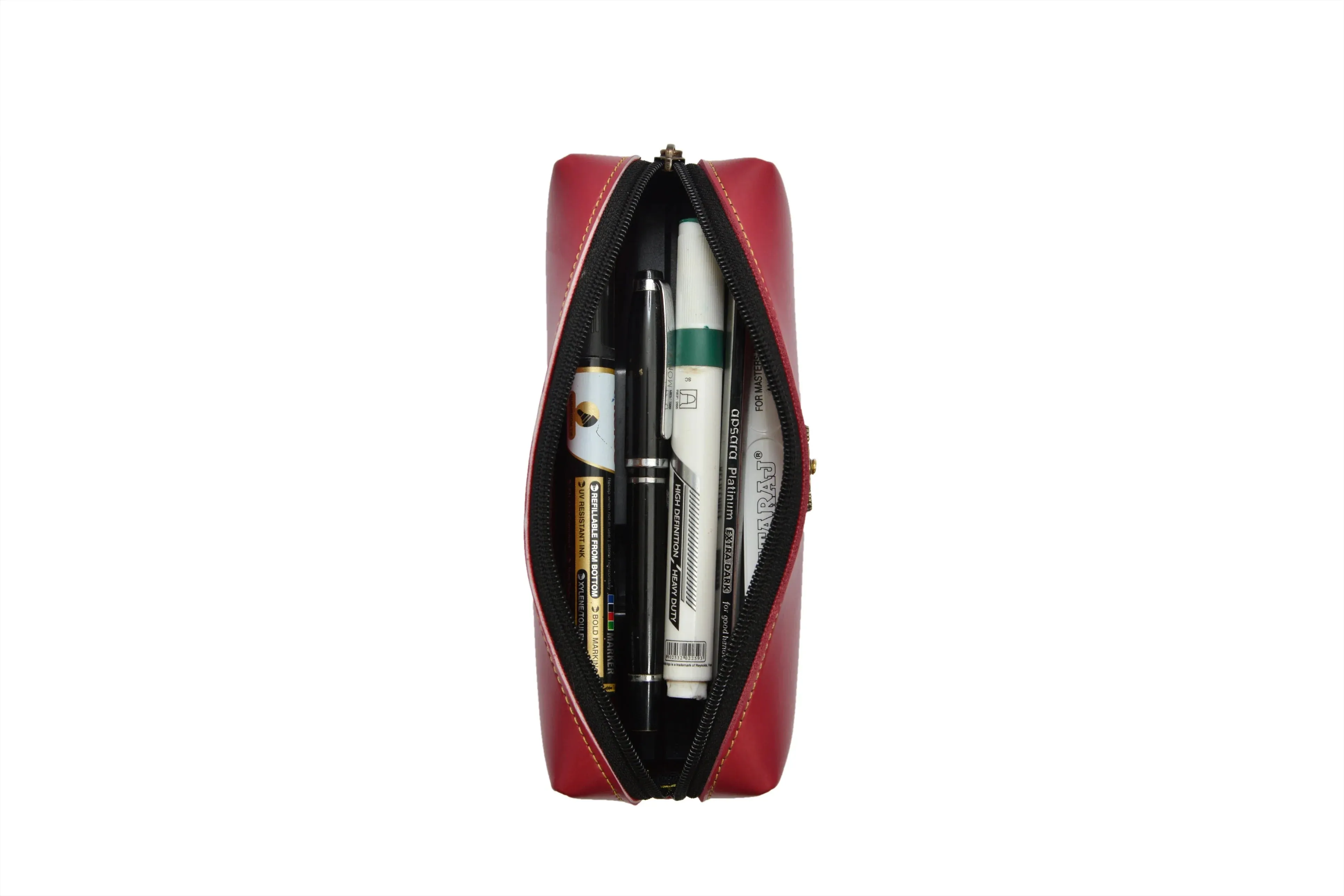 Personalized Vegan Leather Unisex Pencil Pouch - Wine