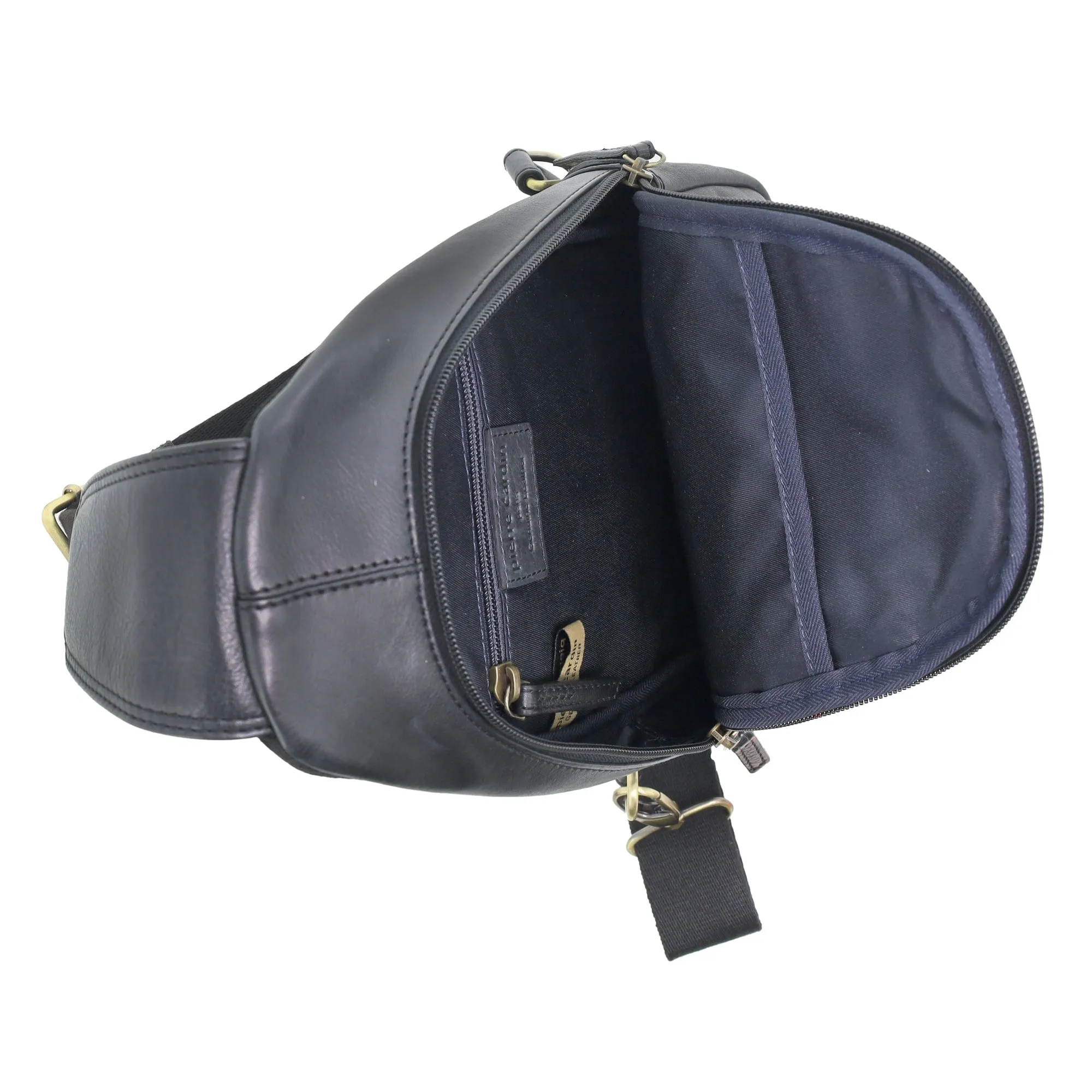 Pierre Cardin Men's Leather Sling Bag in Black