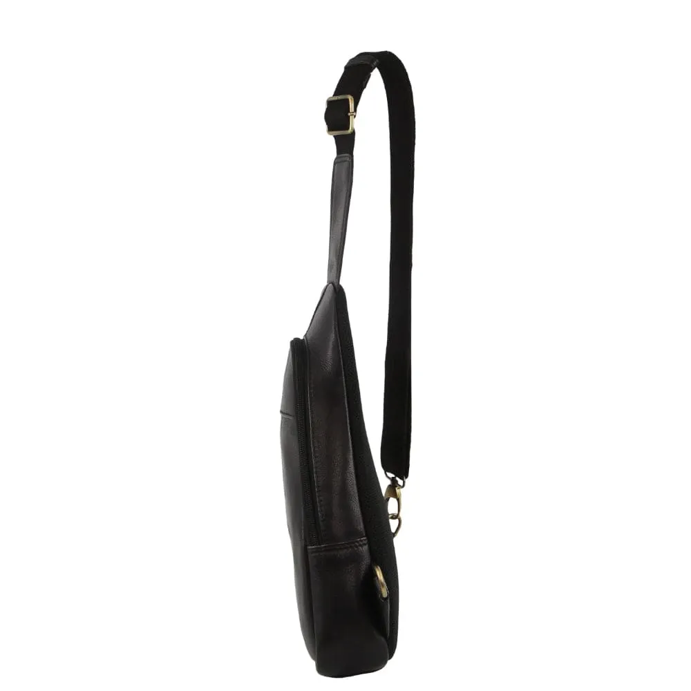 Pierre Cardin Men's Leather Sling Bag in Black