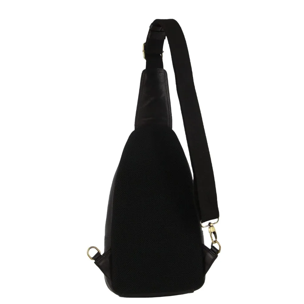 Pierre Cardin Men's Leather Sling Bag in Black