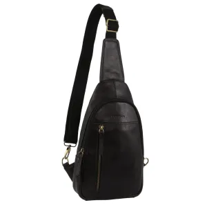 Pierre Cardin Men's Leather Sling Bag in Black
