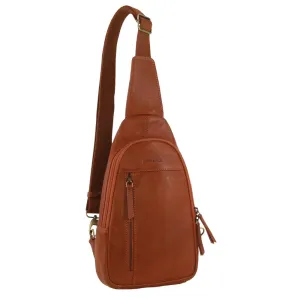 Pierre Cardin Men's Leather Sling Bag in Cognac