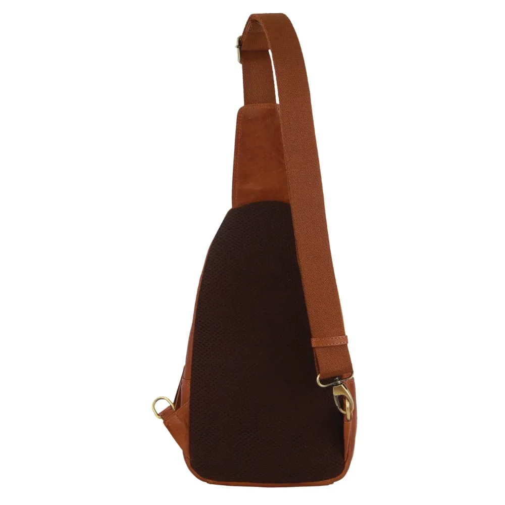 Pierre Cardin Men's Leather Sling Bag in Cognac