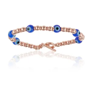 Pink Gold Beaded Lucky Evil Eye