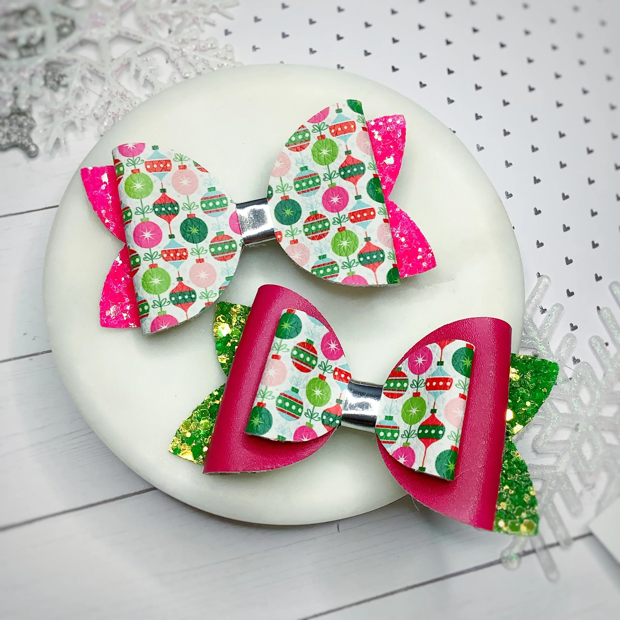 Pink Ornaments Micro Mini Bow and 3.5” Bow Collection